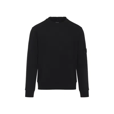 C.p. Company Brushed Cotton Sweatshirt With Lens Detail In Black