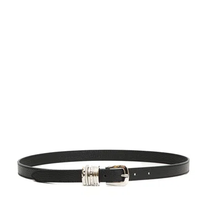 Orciani Textured Black Leather Belt In Black