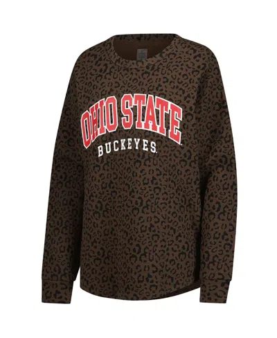 Gameday Couture Women's Brown Ohio State Buckeyes Leopard Oversized Sweatshirt In Brown