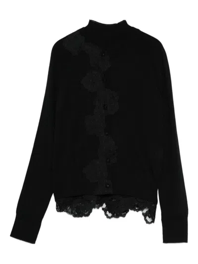 Blugirl Lace-trimmed Knitted Sweater In Black