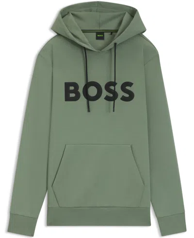 Hugo Boss Logo-detail Hoodie In Green
