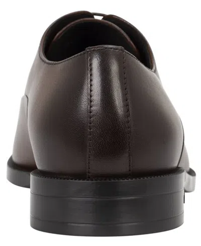 Hugo Boss Tayil Smooth Leather Oxford Shoes Dark Brown In Brown