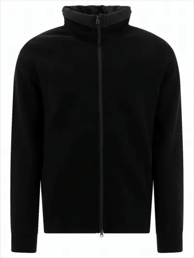C.p. Company Minimalist Black Jacket With High Collar And Full Zipper In Black