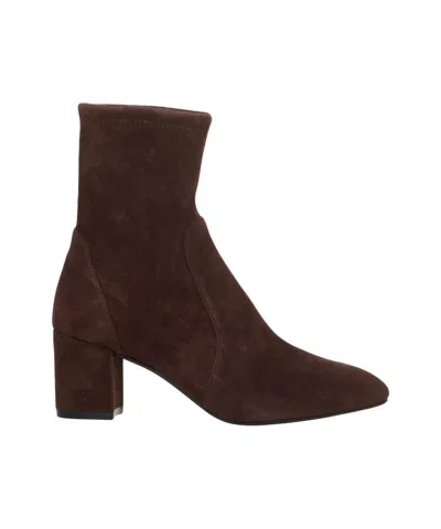 Stuart Weitzman Yuliana Brown Ankle Boots With Medium Block Heel In Ecoleather Woman In Brown