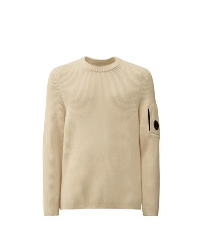 C.p. Company Gauze Knit White Sweatshirt In Neutral