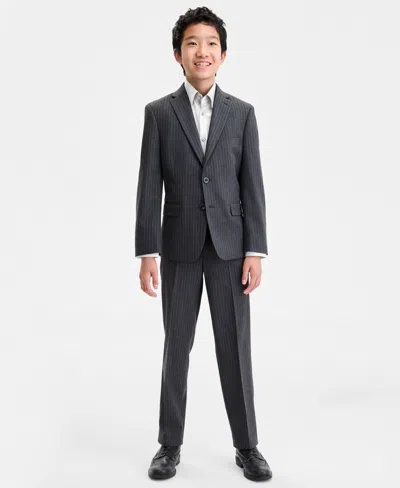Michael Kors Boys Single Breasted Pinstripe Jacket In Blue