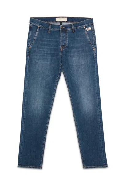 Roy Rogers Slim-fit Dark Wash Denim Jeans With Contrasting Stitching In Green