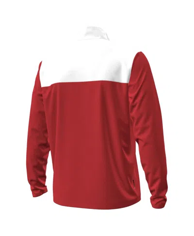 Under Armour Men's Red/white Wisconsin Badgers Green Blocked Quarter-zip Pullover Hoodie In Red