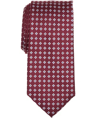 Club Room Men's Ascot Neat Pattern Tie, Macy's Exclusive In Burgundy