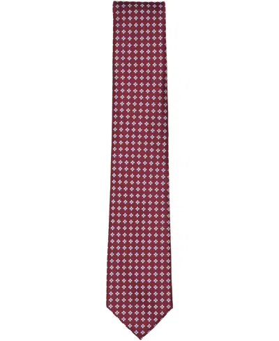 Club Room Men's Ascot Neat Pattern Tie, Macy's Exclusive In Burgundy