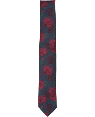 Bar Iii Men's Pemberton Floral Print Tie, Macy's Exclusive In Burgundy