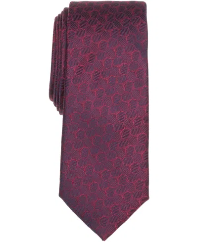 Alfani Men's Marigold Geo-pattern Tie, Macy's Exclusive In Burgundy