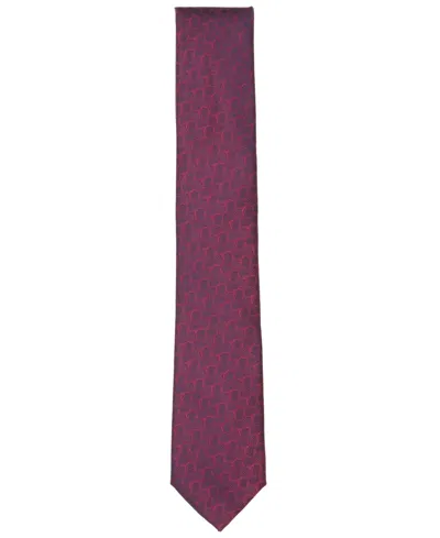 Alfani Men's Marigold Geo-pattern Tie, Macy's Exclusive In Burgundy