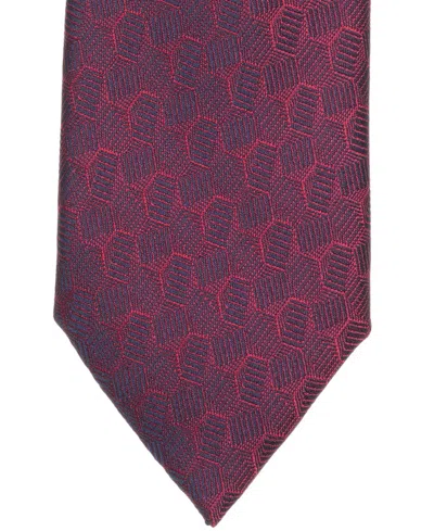 Alfani Men's Marigold Geo-pattern Tie, Macy's Exclusive In Burgundy
