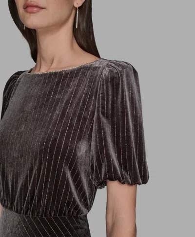 Karl Lagerfeld Velvet Pinstriped Midi Dress In Brown