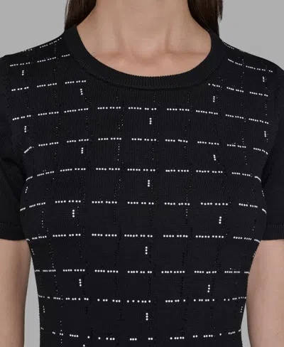 Karl Lagerfeld Women's Embellished Crew Neck Sweater Dress In Black