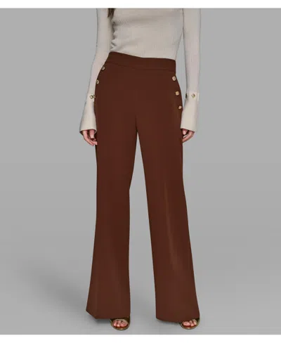 Karl Lagerfeld Women's Wide Leg Pants In Brown