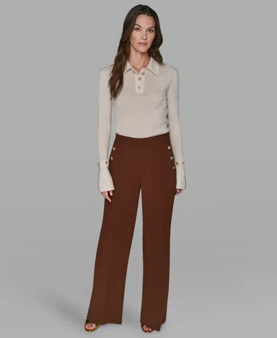 Karl Lagerfeld Women's Wide Leg Pants In Brown