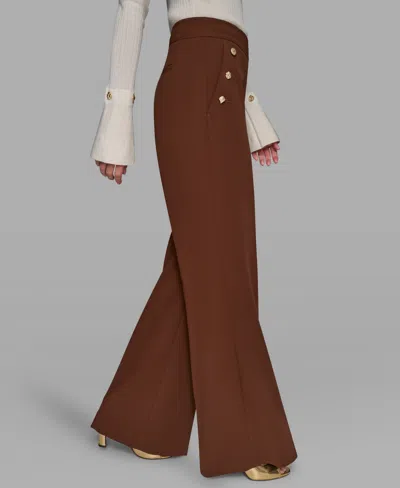 Karl Lagerfeld Women's Wide Leg Pants In Brown