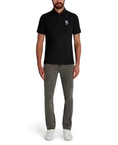 Karl Lagerfeld Men's 3-button Placket Short Sleeve Polo Shirt In Black