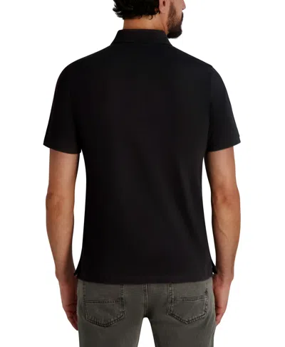 Karl Lagerfeld Men's 3-button Placket Short Sleeve Polo Shirt In Black