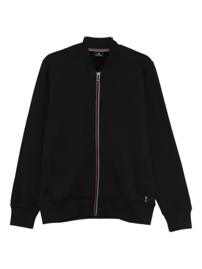 Paul Smith Maglie Nero Full-zip Sweatshirt In Black