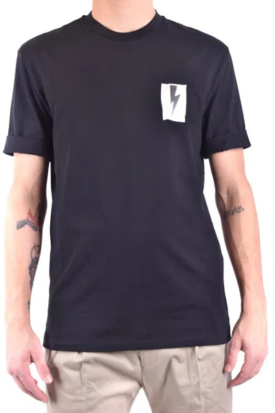 Neil Barrett Black Short-sleeve T-shirt With Lightning Bolt Graphic In Black