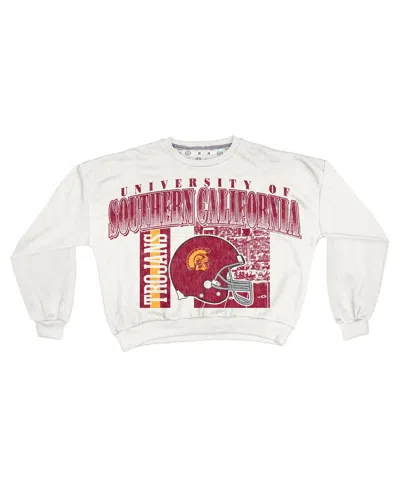 Pressbox White Usc Trojans Oversized Janice Retro Waist-length Sweatshirt In White