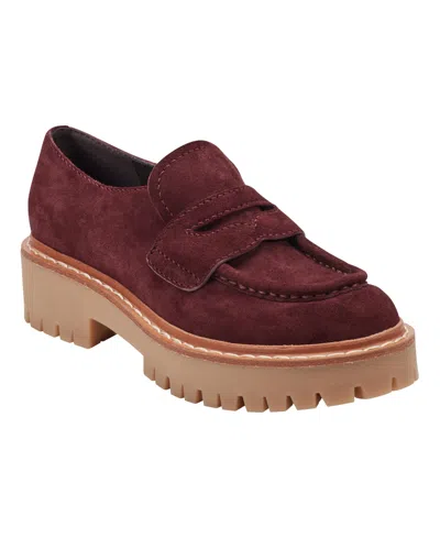 Marc Fisher Ltd Norton Lug Sole Penny Loafer In Burgundy