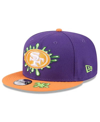 New Era Big Boys And Girls Purple/orange San Francisco 49ers Nickelodeon Slime 9fifty Snapback Hat In Purple