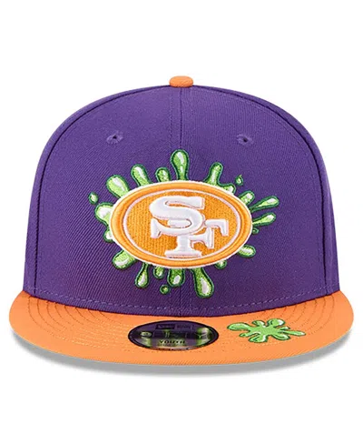 New Era Big Boys And Girls Purple/orange San Francisco 49ers Nickelodeon Slime 9fifty Snapback Hat In Purple