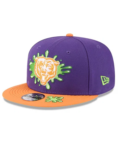 New Era Big Boys And Girls Purple/orange Chicago Bears Nickelodeon Slime 9fifty Snapback Hat In Purple