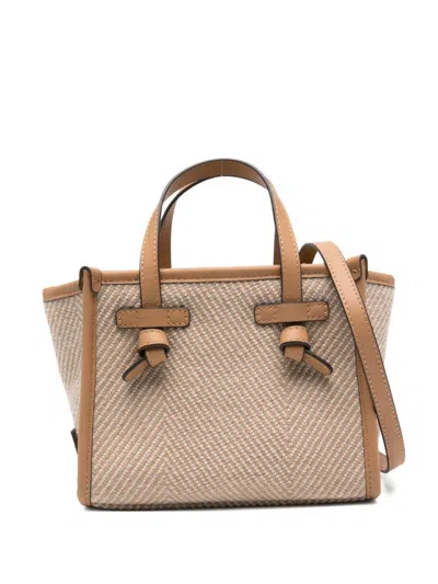 Gianni Chiarini Structured Chevron Woven Shopper Bag In Brown