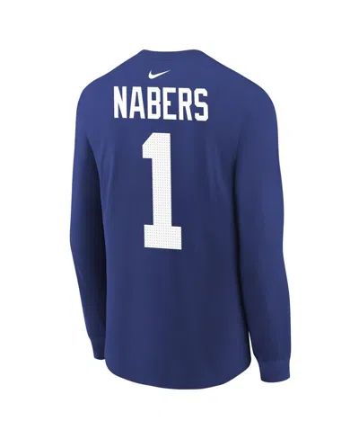 Nike Big Boys And Girls Malik Nabers Royal New York Giants Player Name Number Long Sleeve T-shirt In Blue