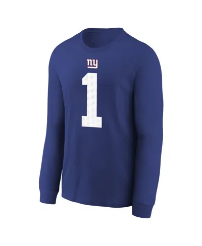 Nike Big Boys And Girls Malik Nabers Royal New York Giants Player Name Number Long Sleeve T-shirt In Blue