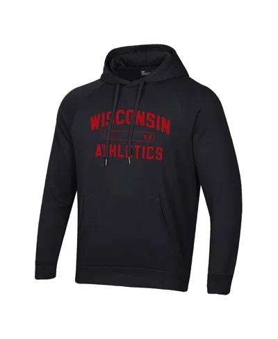 Under Armour Black Wisconsin Badgers 2025 Sideline Rival Fleece Hoodie In Black