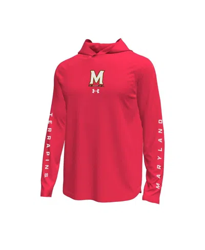 Under Armour Men's Red Maryland Terrapins Tech Stretch Long-sleeve Hooded T-shirt In Red