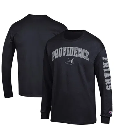 Champion Men's Black Providence Friars Arch Over Logo 2-hit Long Sleeve T-shirt In Black