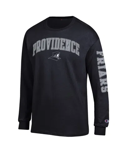 Champion Men's Black Providence Friars Arch Over Logo 2-hit Long Sleeve T-shirt In Black