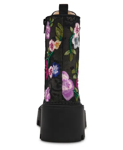 Betsey Johnson Women's Polli Embroidered Mesh Combat Boots In Multi