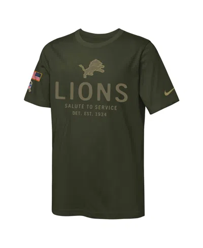 Nike Big Boys And Girls Olive Detroit Lions 2025 Salute To Service Sideline Dri-fit T-shirt In Green