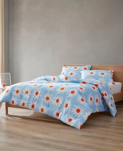 Marimekko Rakastaa Ei Rakasta Cotton 3-pc. Duvet Cover Set, Full/queen In Blue