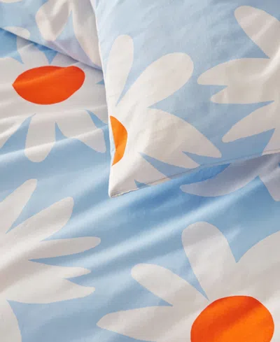 Marimekko Rakastaa Ei Rakasta Cotton 3-pc. Duvet Cover Set, Full/queen In Blue