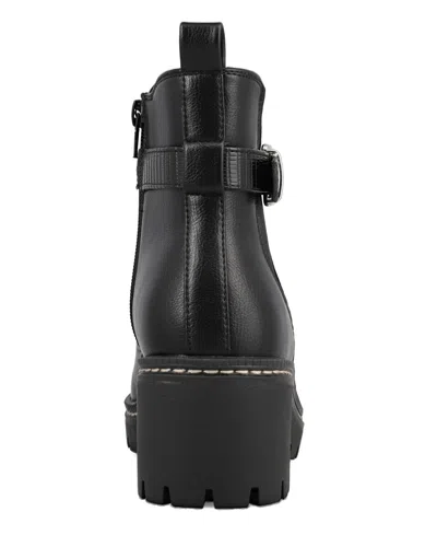 Mia Women's Elis Wedge Heel Buckled Ankle Booties In Black