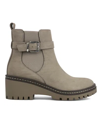 Mia Women's Elis Wedge Heel Buckled Ankle Booties In Multi