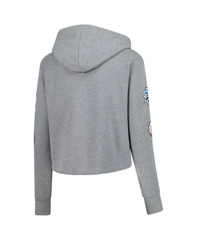 Outerstuff Heather Gray Team Usa Flag & Patches Fleece Cropped Pullover Hoodie In Gray