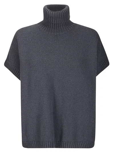 Labo Art Turtleneck Short-sleeve Sweater In Gray