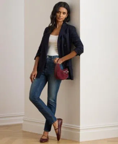 Ralph Lauren Womens High Rise Straight Ankle Jeans 0p 18 In Blue