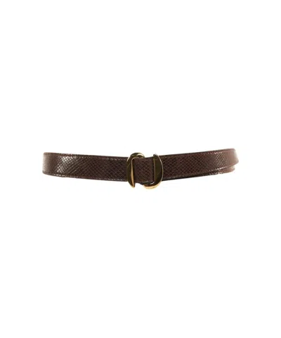 Orciani Crocodile-effect Leather Belt In Brown