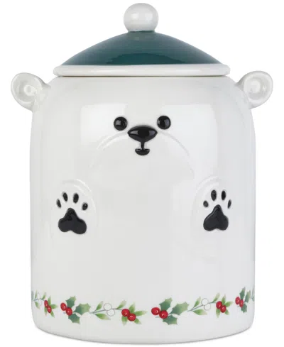 Winterberry Polar Bear Lidded Canister In Multi
